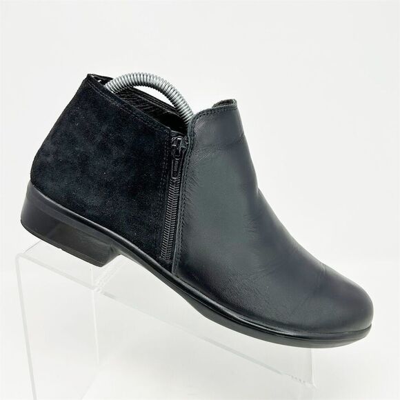 Naot Black Leather Ankle Booties Zip Closure Comfortable Size 41 (US 10-10.5) - Picture 1 of 11